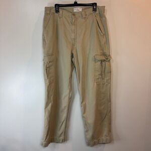 Signature by Levi Strauss Mens 36×32 Khaki Tan Cotton Straight Leg Cargo Pants
